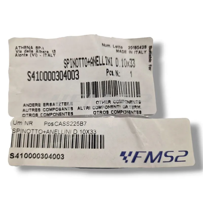 Spinotto + anellini diametro 10x33 Athena, ricambio S410000304003