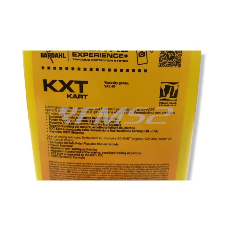 Flacone olio KXT KART MPlus racing ricinato viscosity grade sae 60 in confezione da 1 litro, ricambio 230039
