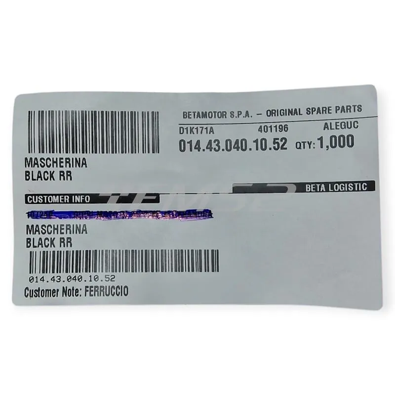 Mascherina fanale nera originale BETA specifica per BETA RR ENDURO e MOTARD 50 2t e 125 4t prodotti dal 2010 fino al 2020, ricambio 014.43.040.10.52