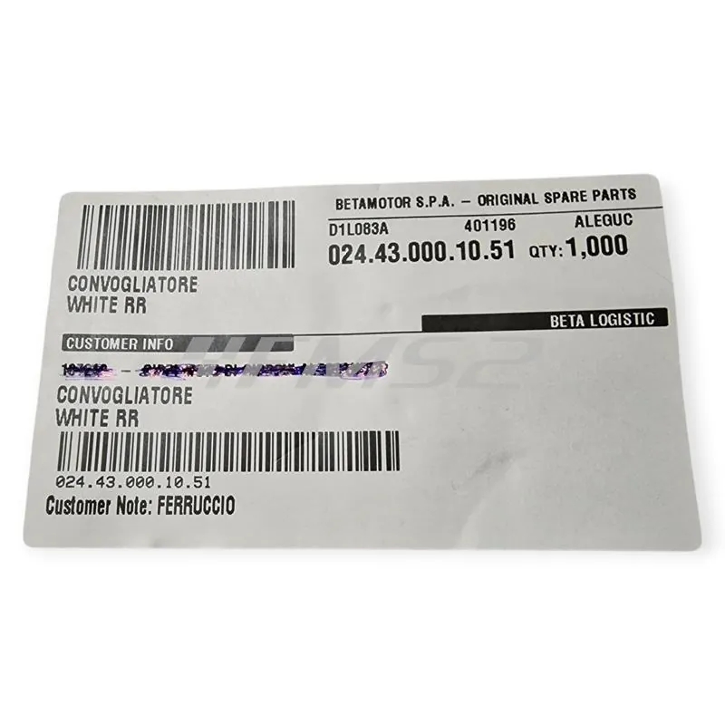 Convogliatore sinistro bianco specifico per BETA ENDURO/MOTARD RR 50 2T 2012-2020 e ENDURO RR 125 4T 2013-2016, ricambio 024.43.000.10.51