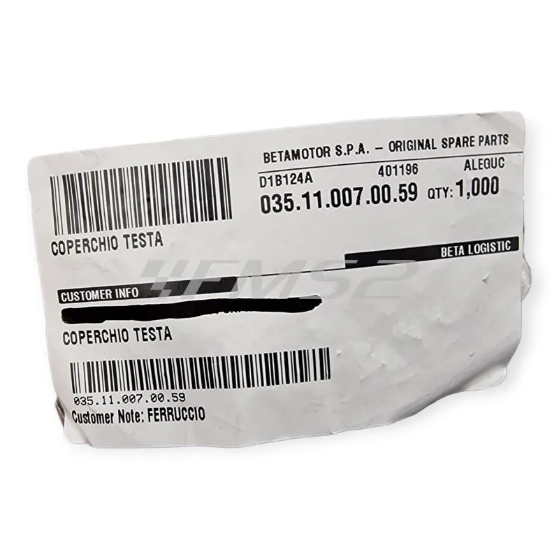 Testa originale BETA senza inserto specifica per BETA ENDURO RR 125 2T - tutte le versioni - prodotti dopo il 2018 e ENDURO RR 200 2T - tutte le versioni - prodotti dopo il 2019, ricambio 035.11.007.00.59