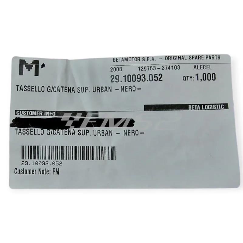 Passa catena nero originale Beta specifico per Beta Enduro/Motard RR 50 2T dal 2005, Trial Evo 80 dal 2008, Enduro/Motard RR 125 4T dal 2007, ricambio 29.10093.052