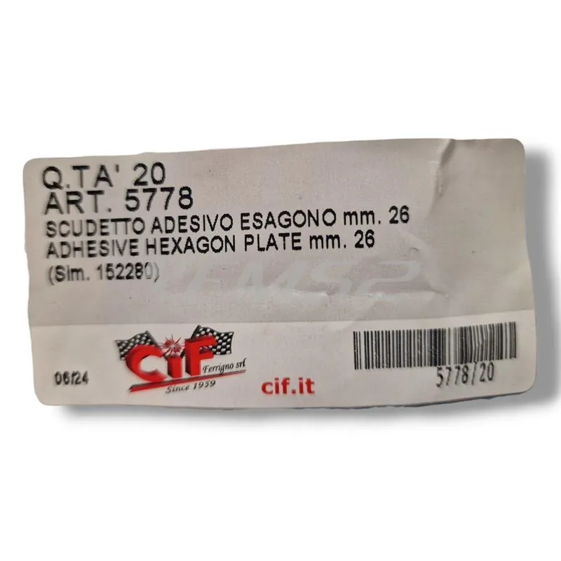 Scudetto Piaggio adesivo piccolo esagono (CIF), ricambio 5778