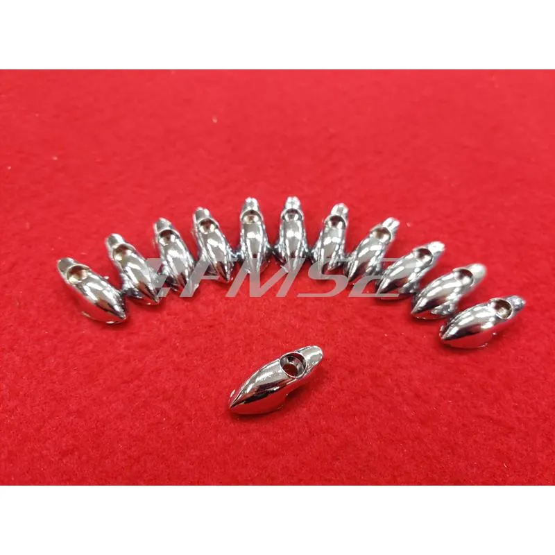 Confezione high quality Cif di puntali cromati e ribattini in alluminio per serie strisce pedana Piaggio Vespa small frame 50 e 125 cc, ricambio C00157-HQ