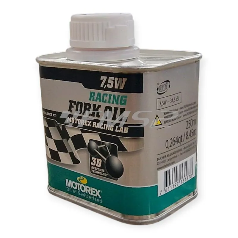 Olio forcelle racing Motorex con densità 7,5W - lattina da 250 ml, ricambio M308016