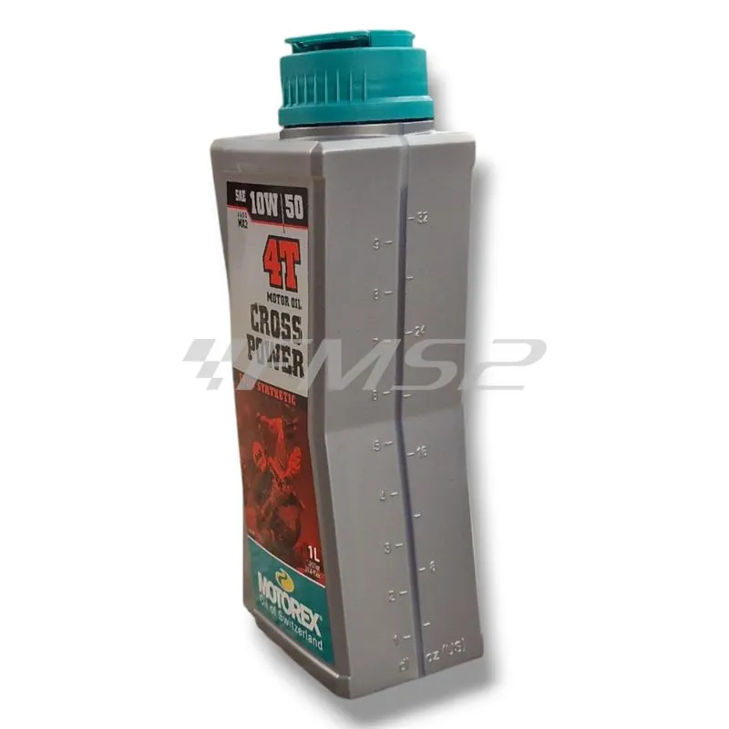 Olio motore Motorex Cross Power 4 tempi 10W-50 JASO MA2, API SP/SN/SM - flacone da 1 litro, ricambio M308241