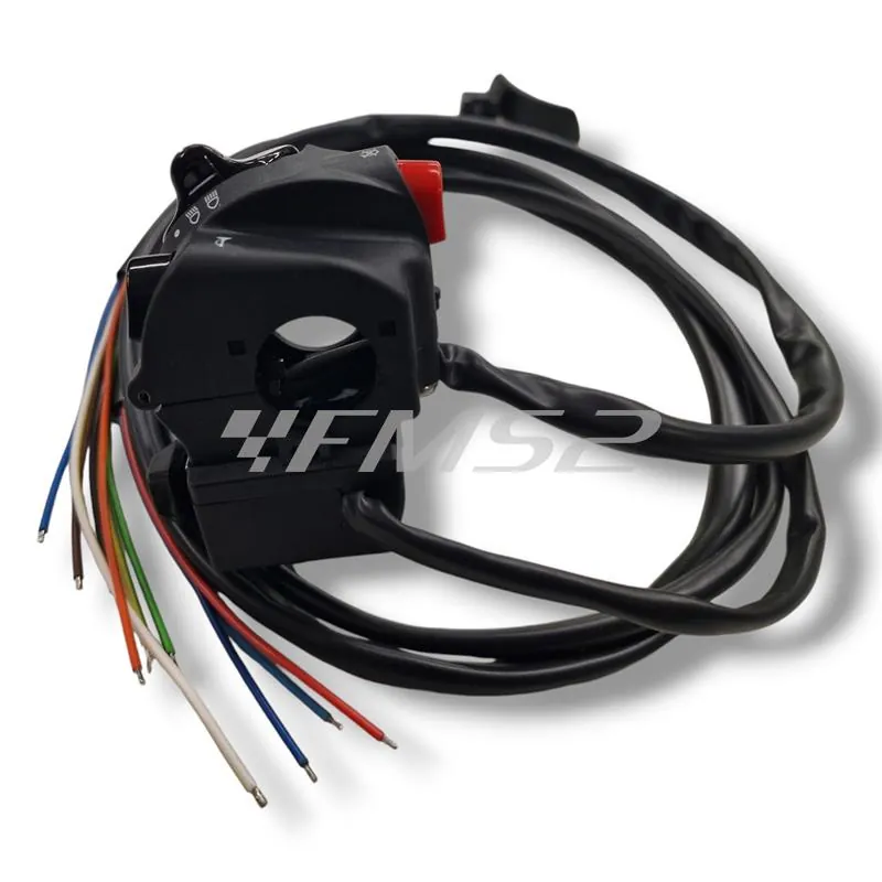 Blocchetto devio fanali multifunzione universale per montaggio lato destro originale Domino completo di cablaggio per applicazioni varie, ricambio AV2212