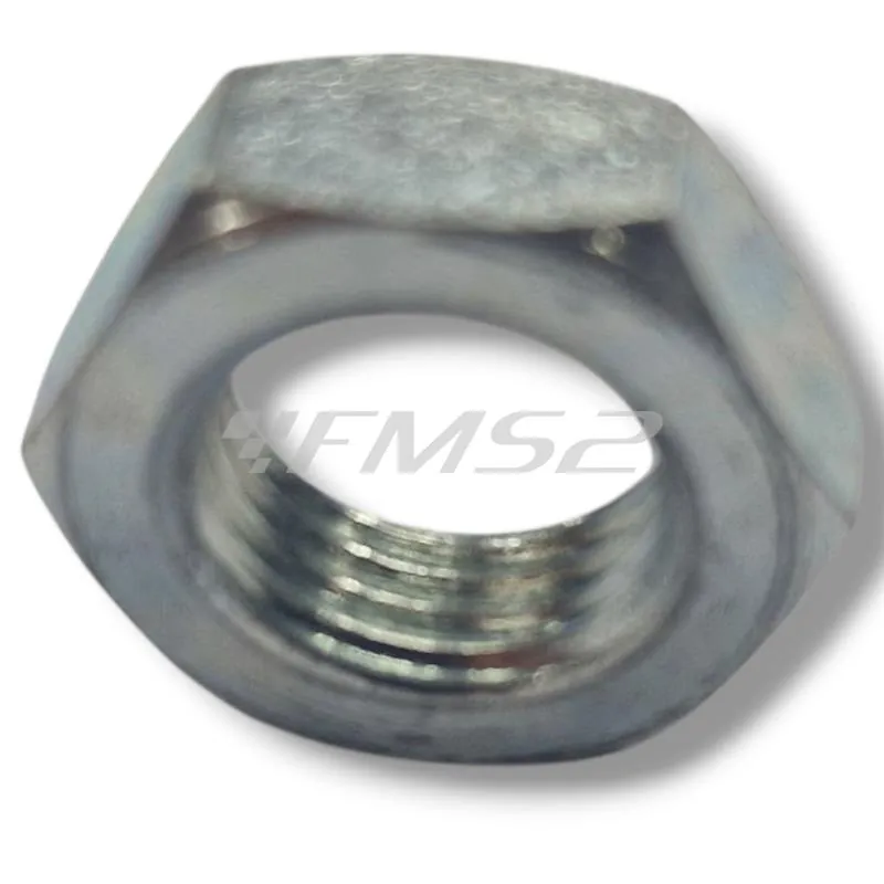 Dado originale Piaggio - Aprilia M12 x 1,25 mm con esagono chiave da 17 e zincato argento per fissaggio semi puleggia fissa motori Aprilia DiTech e carburatore 50 cc prodotti dal 1999 fino al 2004 , ricambio AP8152135