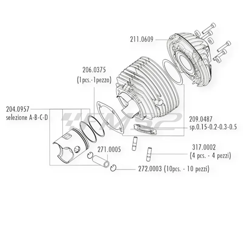 Kit gruppo termico Vespa 125 ET3 Ø58 Evolution 3 Polini 1400234 – Compatibile Vespa 125 Primavera ET3