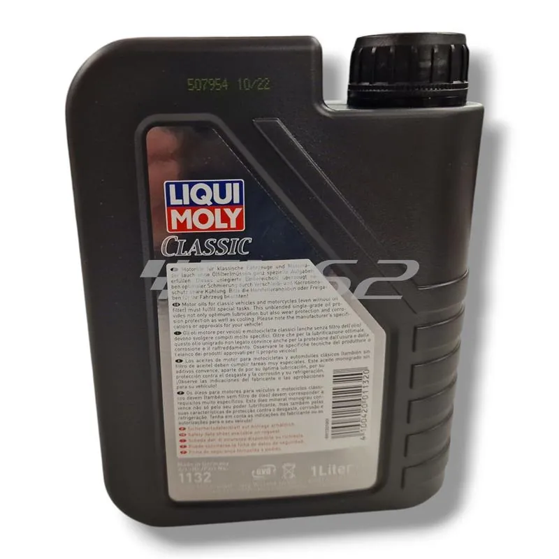 Olio motore LiquiMoly classic sae 30 minerale in flacone da 1 litro per motori 2 e 4 tempi di vecchia concezione tipo Piaggio Vespa e Ape, ricambio 267252138