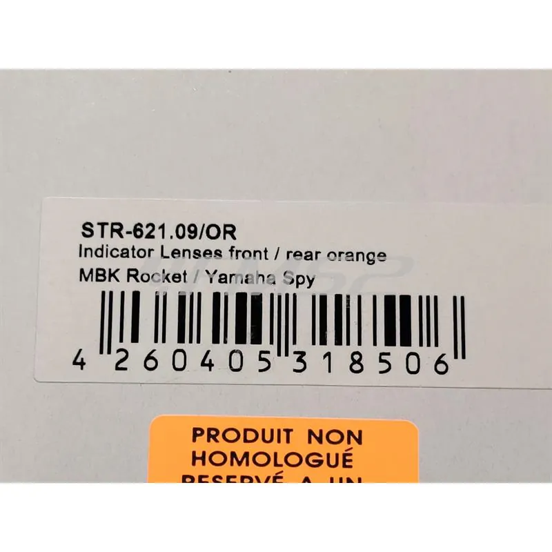 Kit 4 gemme frecce STR8  di colore arancio tipo originale per Mbk e Yamaha Booster Next generation prodotti fino al 1998, ricambio STR8STR62109OR