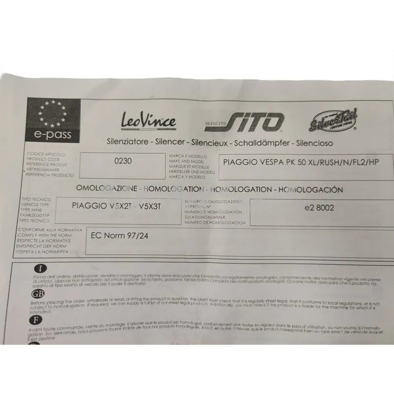 Marmitta sito Vespa PK 50-xl-rush-hp-n, ricambio 0230