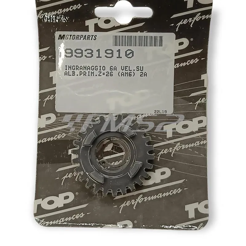 Ingranaggio 6a velocita' con rapporto allungato su albero primario z=26 per motori am6 2°serie, ricambio 9931910