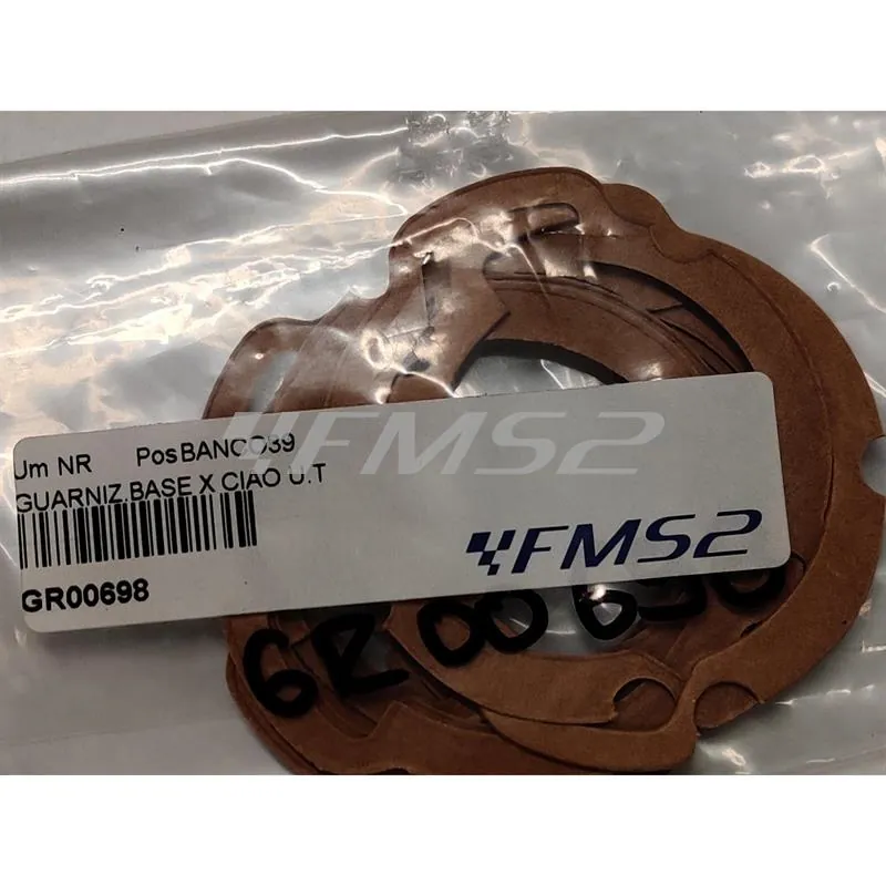 Guarnizione di base cilindro per motore DR da 43 mm (cilindrata 65 cc) monta su ciclomotori Piaggio Ciao e Si, ricambio GR00698