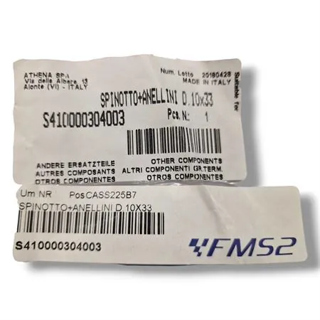 Spinotto + anellini diametro 10x33 Athena, ricambio S410000304003