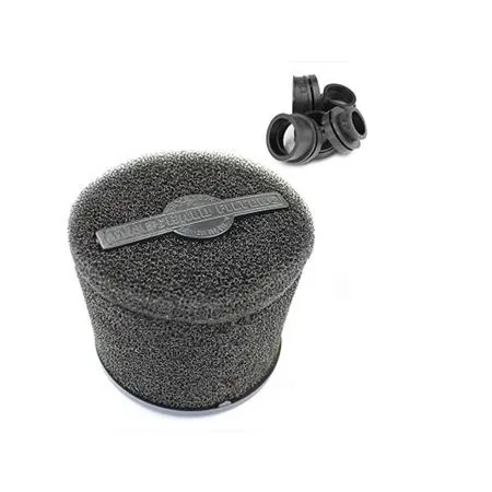 Filtro aria marchald power filter in spugna di colore nero con doppia densità, lunghezza 105 mm e imbocchi intercambiabili con diametro da 28 a 43 mm, ricambio 114219C
