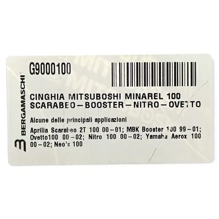 Cinghia Mitsuboshi per maxi scooter con motore Minarelli Mbk Booster, Nitro, Ovetto e Yamaha Bw's, Aerox e Neo's 100 cc 2 tempi, ricambio G9000100