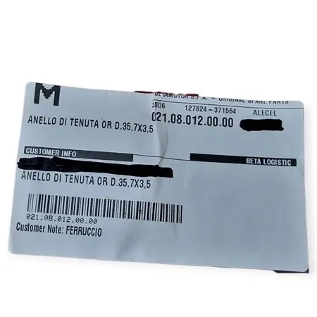 Guarnizione o-ring tappo scarico olio Ø 35,7x3,5 mm per Beta Enduro/Motard 125 4T LC, ricambio 021.08.012.00.00