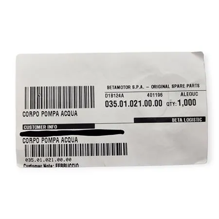 Corpo pompa acqua specifico per BETA ENDURO RR 125 2T prodotti dopo il 2018 e ENDURO RR 200 2T prodotti dopo il 2019, ricambio 035.01.021.00.00