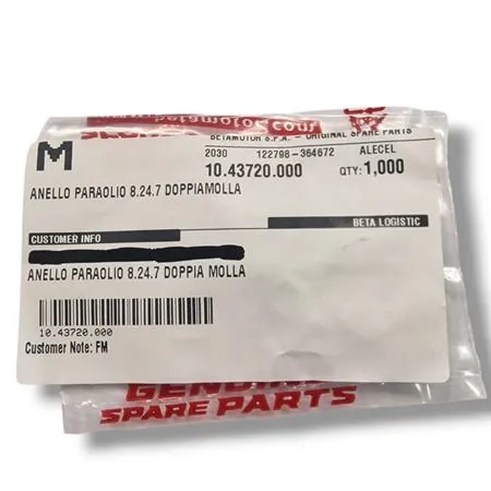 Paraolio 8x24x7 NAK DC con doppia molla specifico pompa acqua - originale BETA - per tutti i modelli 2t dal 2013 con motore Beta, ricambio 10.43720.000