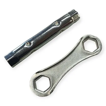 Chiave candela a doppio esagono con gommini blocca candela e leva di manovra, lunghezza chiave 140 mm esagono attacco candela da 16 mm e 18mm Buzzetti, ricambio 4856