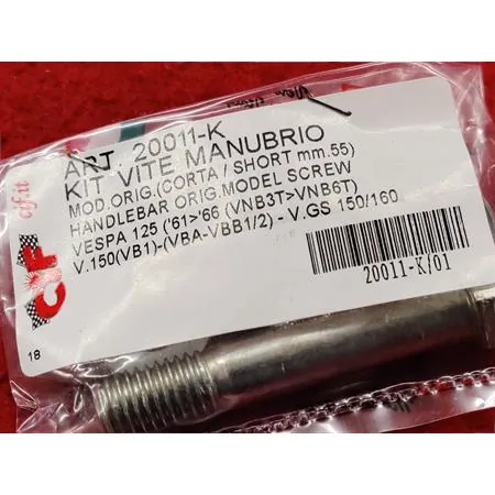 Kit completo vite + dado + rondelle Cif per fissaggio staffa attacco retrovisore vespa 125 e 150 old model al manubrio con lunghezza originale di 55 mm, ricambio 20011-K