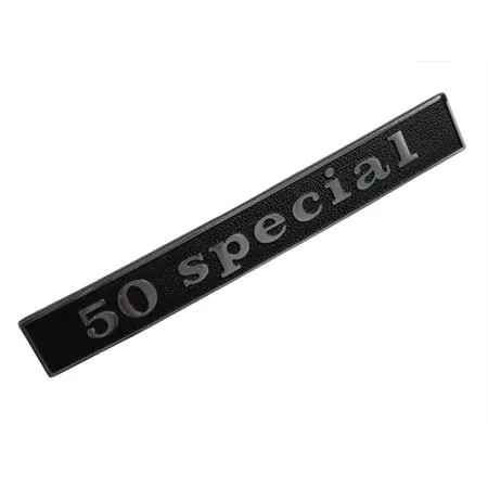 Targhetta scritta 50 Special per parte posteriore Piaggio Vespa 50 Special  sim.152511 (CIF), ricambio 5756