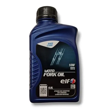Barattolo olio forcella Elf moto fork oil 10w in confezione da 500 ml per tutti i tipi di forcelle, ricambio 111615