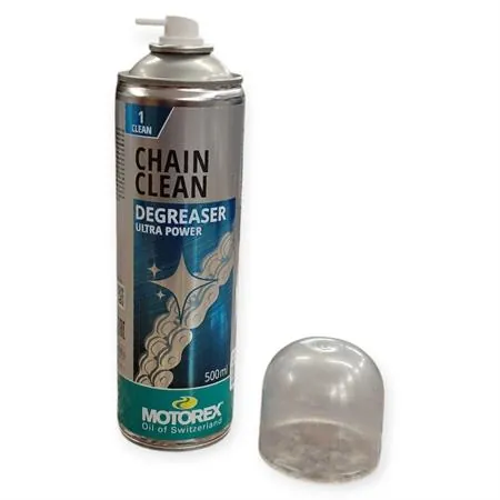 Pulitore sgrassante catena Motorex - bomboletta spray da 500 ml, ricambio M302274