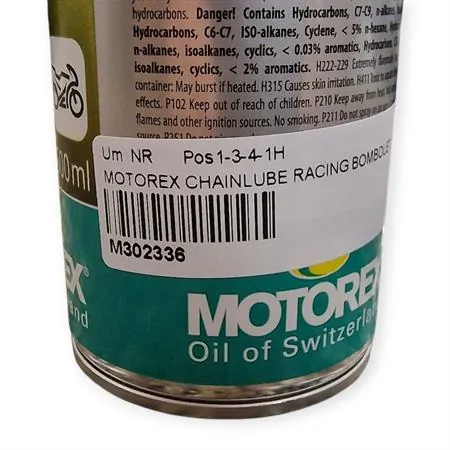 Lubrificante catena racing spray Motorex con aggiunta di PTFE - bomboletta spray da 500 ml, ricambio M302336