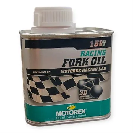 Olio forcelle racing Motorex con densità 15W - lattina da 250 ml, ricambio M308020