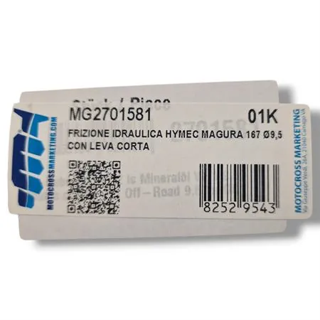 Comando frizione idraulica MAGURA 167 Ø9,5 con leva corta — uso con olio minerale (NO DOT) - Motocross Marketing MG2701581