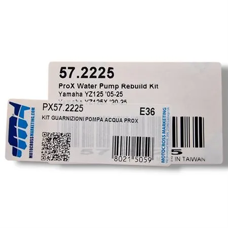 Kit revisione pompa acqua PROX Yamaha YZ 125 prodotti dal 2005 fino al 2025 e Fantic XE e XX prodotti dal 2021 fino al 2025, ricambio PX57.2225