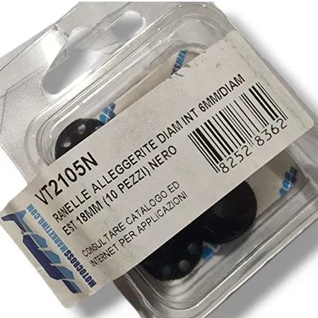 Rondelle in alluminio alleggerite anodizzate nero ø interno 6 mm, ø esterno 18 mm e spessore 2 mm - confezione da 10 pezzi, ricambio VT2105N