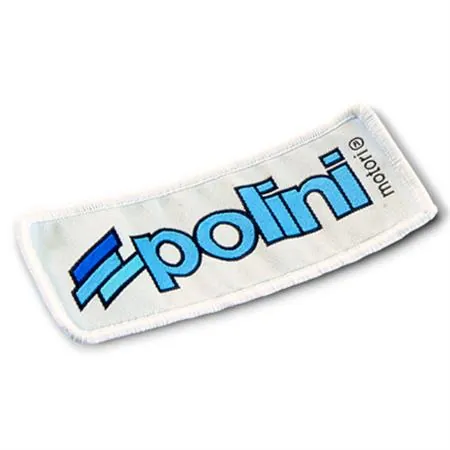 Stemma cucisivo Polini in tessuto ricamato con dimensione 10 x 4,8 mm, ricambio 0970216