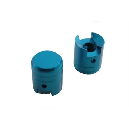 Coppia cappuccio valvola in alluminio con forma di pistone grande e colorato blu anodizzato (Sifam), ricambio KP113
