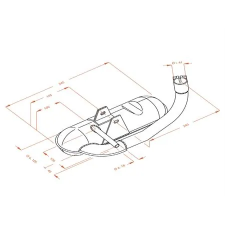 Marmitta sito Piaggio Vespa Rally 180, ricambio 0206