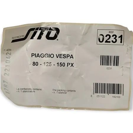 Marmitta sito per Piaggio Vespa 125-150 PX tipo originale tutte le versioni, ricambio 0231