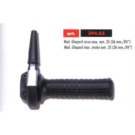 Comando gas modello ghepard completo di coppia manopole in gomma nera (Tommaselli, Domino), ricambio 03940301